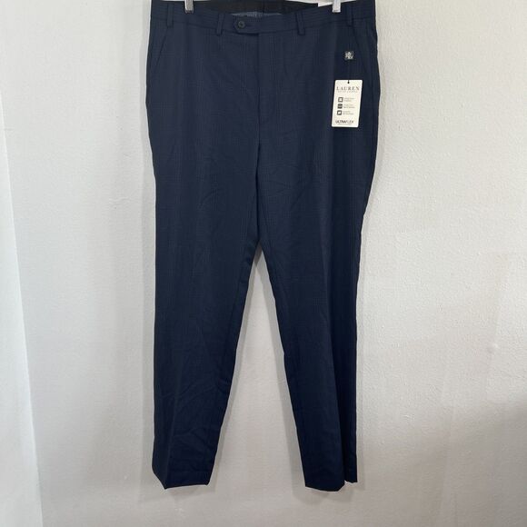 Lauren Ralph Lauren Pants Mens 38x34 Navy Plaid Classic Fit Suit Trouser‎